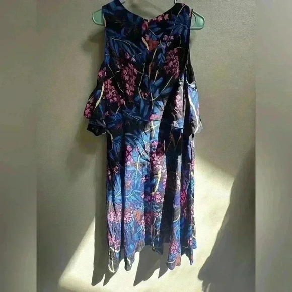Anthropologie Maeve Elia Floral Cold Shoulder Mini Flutter Dress Women’s 16 - Picture 9 of 10